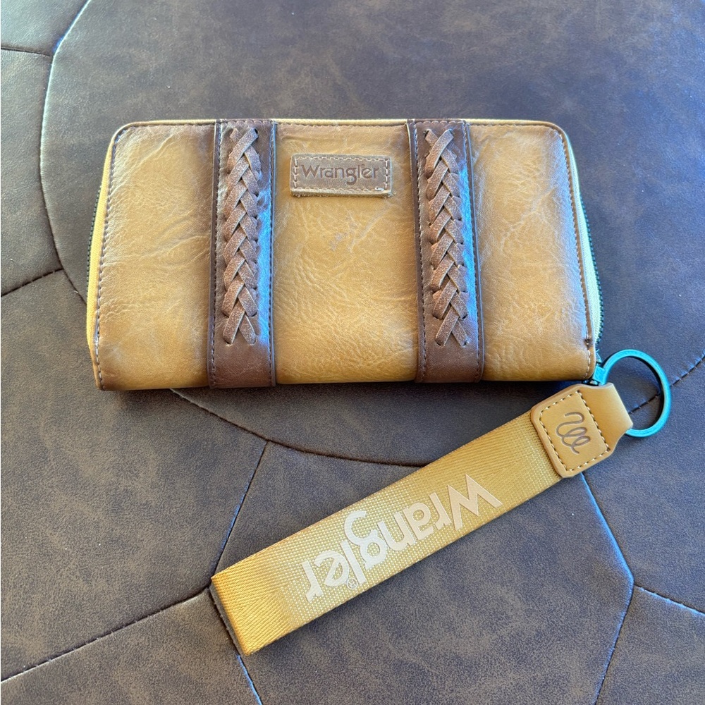 Wrangler Tan and Brown Braided Wallet